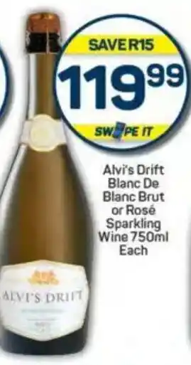 Pick n Pay Alvi's Drift Blanc De Blanc Brut or Rosé Sparkling Wine offer