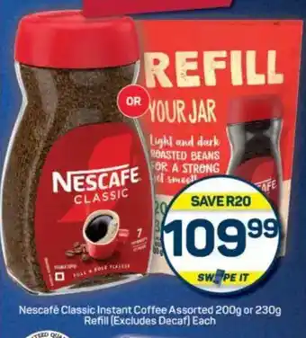 Pick n Pay Nescafé Classic Instant Coffee Assorted or Refill (Excludes Decaf) offer