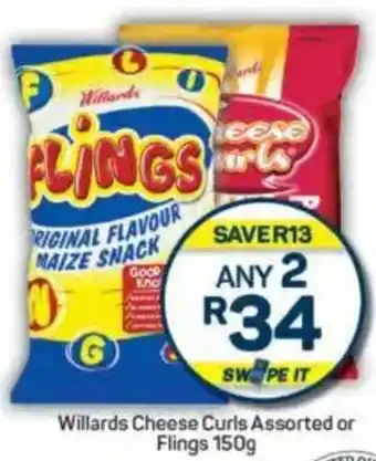 Pick n Pay Willards Cheese Curls Assorted or Flings offer