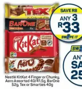 Pick n Pay Nestlé KitKat 4 Finger or Chunky Aero Assorted, BarOne, Tex or Smarties offer