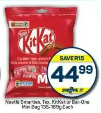 Pick n Pay Nestlé Smarties, Tex, KitKat or Bar-One Mini Bag offer