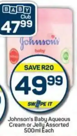 Pick n Pay Johnson's Baby Aqueous Cream or Jelly Assorted offer