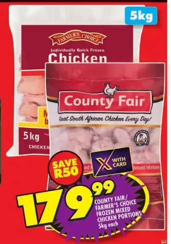 Shoprite County fair/ farmer's choice frozen mixed chicken portions offer