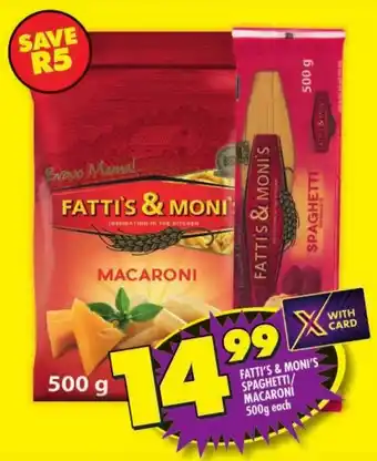 Shoprite Fatti's & moni's spaghetti/ macaroni offer