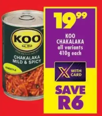 Shoprite KOO CHAKALAKA all variants offer