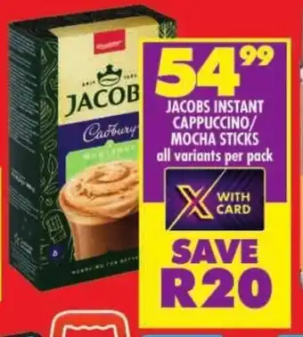 Shoprite Jacobs instant cappuccino/ mocha sticks all variants offer