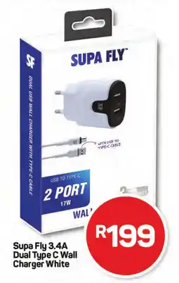 Pick n Pay Hypermarket Supa Fly 3.4A Dual Type C Wall Charger White offer