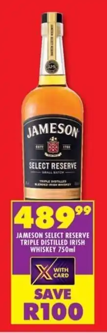 Shoprite Liquor Jameson select reserve triple distilled irish whiskey offer