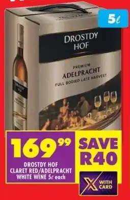 Shoprite Liquor Drostdy hof claret red/adelpracht white wine offer