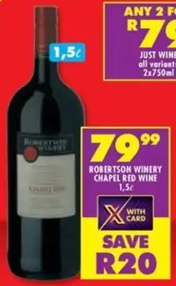 Shoprite Liquor Robertson winery chapel red wine offer