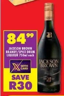 Shoprite Liquor Jackson brown brandy/spice drum liqueur offer