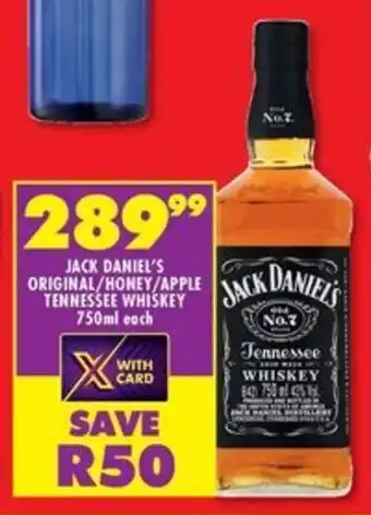 Shoprite Liquor Jack daniel's original/honey/apple tennessee whiskey offer