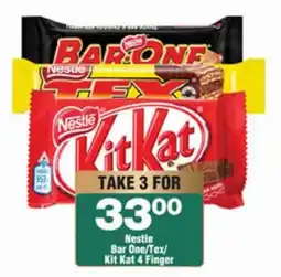 Check Star Nestle Bar One/Tex/ Kit Kat 4 Finger offer