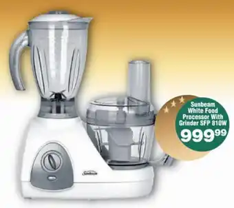 Check Star Sunbeam White Food Processor With Grinder SFP 810W offer