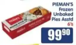 Saverite PIEMAN'S Frozen Unbaked Pies Asstd offer