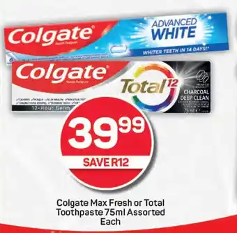 Pick n Pay Colgate Max Fresh or Total Toothpaste Assorted Each offer