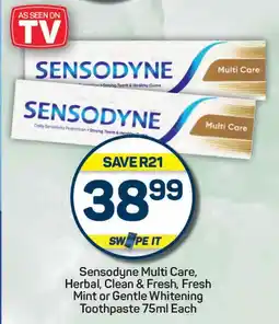 Pick n Pay Sensodyne Multi Care, Herbal, Clean & Fresh, Fresh Mint or Gentle Whitening Toothpaste offer