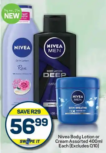 Pick n Pay Nivea Body Lotion or Cream Assorted offer