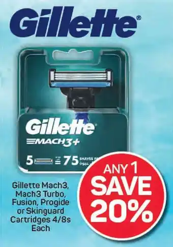 Pick n Pay Gillette Mach3, Mach3 Turbo, Fusion, Progide or Skinguard Cartridges offer