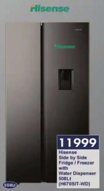 President Hyper Hisense Side by Side Fridge/ Freezer with Water Dispenser offer