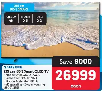 Makro SAMSUNG 215 cm (85") Smart QLED TV offer