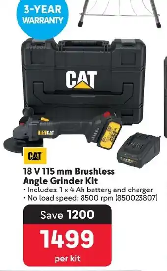 Makro CAT 18 V Brushless Angle Grinder Kit offer