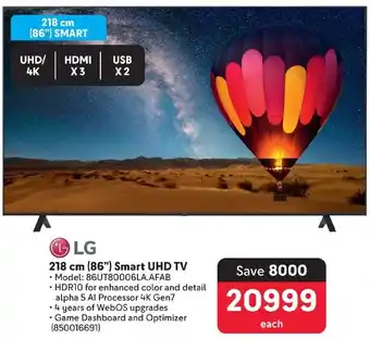 Makro LG 218 cm (86") Smart UHD TV offer