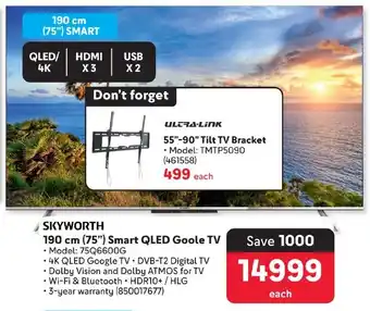 Makro SKYWORTH 190 cm (75") Smart QLED Goole TV offer