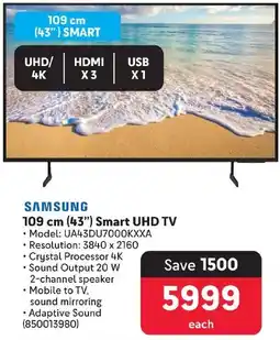 Makro SAMSUNG 109 cm (43") Smart UHD TV offer