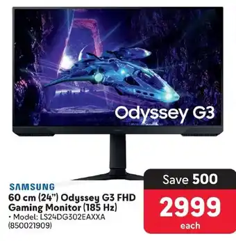 Makro SAMSUNG 60 cm (24") Odyssey G3 FHD Gaming Monitor (185 Hz) offer