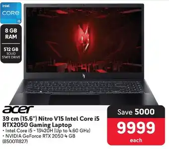 Makro Acer 39 cm (15.6") Nitro V15 Intel Core i5 RTX2050 Gaming Laptop offer