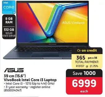 Makro ASUS 39cm (15.6") VivoBook Intel Core i3 Laptop offer