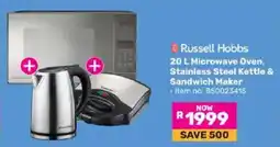 Game Russell Hobbs Microwave Oven, Stainless Steel Kettle & Sandwich Maker offer