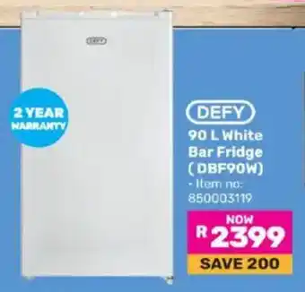 Game DEFY White Bar Fridge (DBF90W) offer