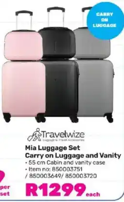 Game Travelwize Mia Luggage Set Carry on Luggage and Vanity offer