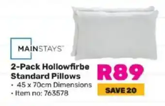 Game MAINSTAYS Hollowfirbe Standard Pillows offer