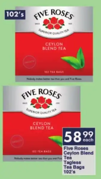 President Hyper Five Roses Ceylon Blend Tea Tagless Tea Bags offer