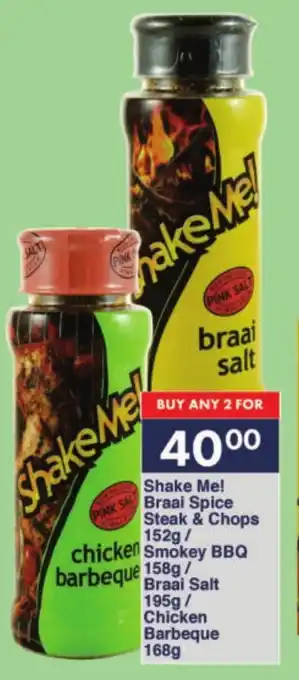 President Hyper Shake Me! Braai Spice Steak & Chops/ Smokey BBQ/ Braai Salt/ Chicken Barbeque offer