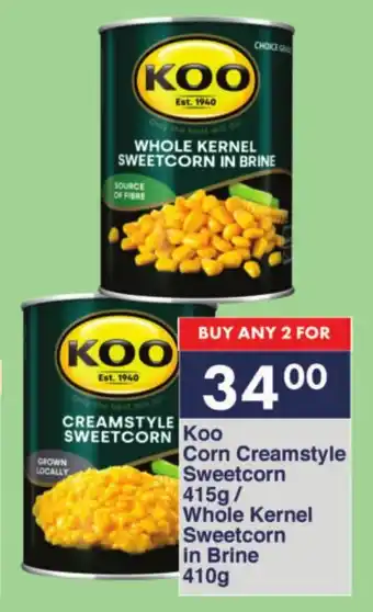 President Hyper Koo Corn Creamstyle Sweetcorn/ Whole Kernel Sweetcorn in Brine offer