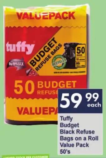 President Hyper Tuffy Budget Black Refuse Bags on a Roll Value Pack offer