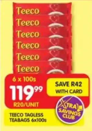 Shoprite Teeco tagless teabags offer