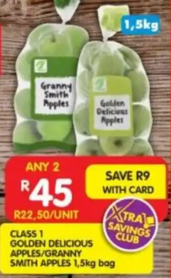 Shoprite Class 1 golden delicious apples/granny smith apples offer