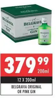 Ultra Liquors Belgravia Original Or Pink Gin-12 x 200ml offer