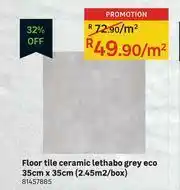 Leroy Merlin Eco Lethabo Grey Ceramic Floor Tile-35cm x 35cm Per Sqm offer