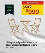 Leroy Merlin Acacia 2 Folding Chairs & Origami Table 55cm x 55cm Dining Set offer