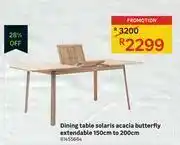 Acacia Butterfly Extendable Solaris 150cm To 200cm Dining Table