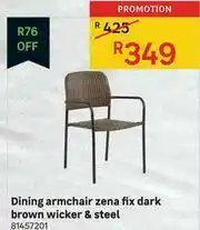 Leroy Merlin Zena Fix Dark Brown Wicker & Steel Dining Armchair offer