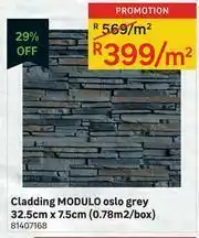 Leroy Merlin Modulo Oslo Grey Cladding (0.78Sqm/Box)-32.5cm x 7.5cm Per Sqm offer