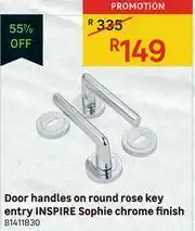 Leroy Merlin Inspire Sophie Chrome Finish Key Entry Rose On Round Door Handles offer