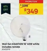 Leroy Merlin Equation 16" 45W White Wall Fan offer